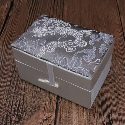 Chinese Vintage Brokat Schmuck Sammlung Box, 4,72x2,76x2,36 Zoll Chinesische Schmuckschatulle aus Seidenbrokat, mit Baumwolle gefüllt, Vintage-Geschenkverpackung, Basteln, Buddha-Perlenarmband, Schmuc von HBALDTEDC