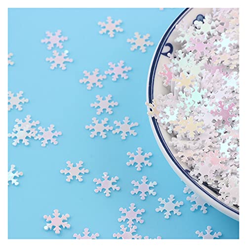 Craft Embellishments Pailletten, 10 g 9 mm Pailletten PVC, flache Schneeblumenform, lose Pailletten(White) von HBALDTEDC
