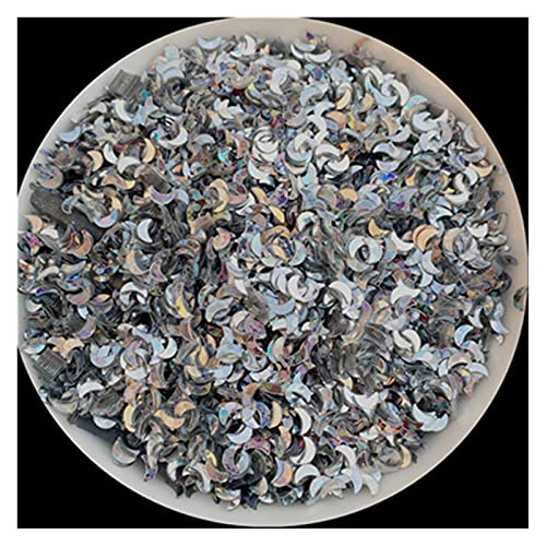 Craft Embellishments Pailletten, 10 gr/los Größe 3mm Mini Mond Pailletten PVC Lose Pailletten Lentejuelas(Laser Silver) von HBALDTEDC