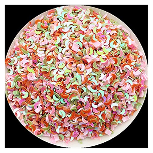 Craft Embellishments Pailletten, 10 gr/los Größe 3mm Mini Mond Pailletten PVC Lose Pailletten Lentejuelas(Mix Greenpinkorange) von HBALDTEDC