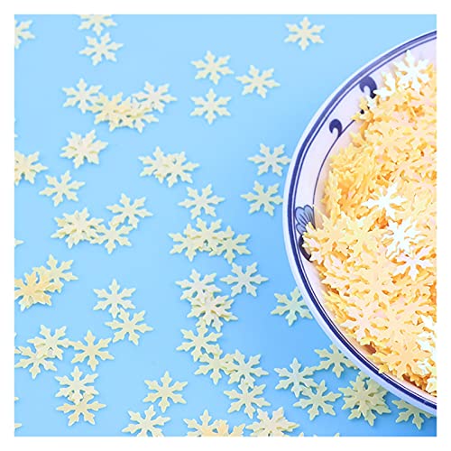 Craft Embellishments Pailletten, 10g/lot Schneeflocke PVC Lose Pailletten Pailletten Handwerk DIY Weihnachten, 9mm(Yellow) von HBALDTEDC