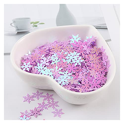 Craft Embellishments Pailletten, Große Pailletten, 9 mm, weihnachtliche Schneeflocken-Pailletten, weiße Schneeblumen, flache Paillette, 10 g(Ab Light Purple) von HBALDTEDC