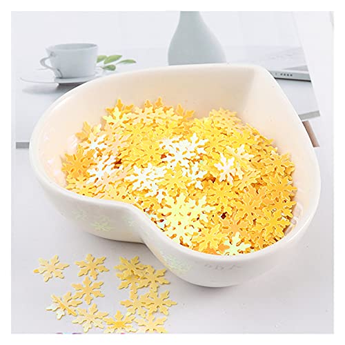 Craft Embellishments Pailletten, Große Pailletten, 9 mm, weihnachtliche Schneeflocken-Pailletten, weiße Schneeblumen, flache Paillette, 10 g(Ab Yellow) von HBALDTEDC
