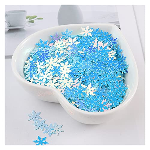 Craft Embellishments Pailletten, Große Pailletten, 9 mm, weihnachtliche Schneeflocken-Pailletten, weiße Schneeblumen, flache Paillette, 10 g(Jg Light Blue) von HBALDTEDC