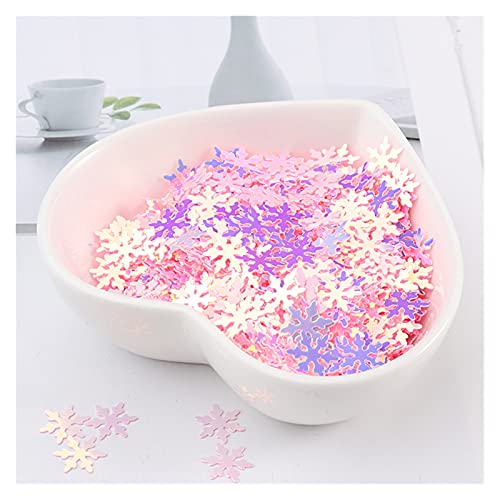Craft Embellishments Pailletten, Große Pailletten, 9 mm, weihnachtliche Schneeflocken-Pailletten, weiße Schneeblumen, flache Paillette, 10 g(Jg Pink) von HBALDTEDC