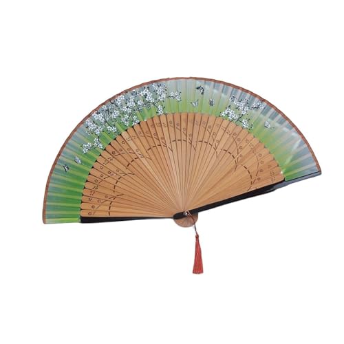 HBALDTEDC Faltbarer Handfächer, Faltfächer Hübsche Faltbare Handfächer Chinesische Vintage-Seidenfächer(Green) von HBALDTEDC