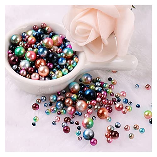 HBALDTEDC Faux Pearls Perlen, Acryl-ABS-Imitationsperlen, Meerjungfrau-Farbverläufe, Mehrfarbig, 3–10 mm, ohne Loch, 200 Stück(19) von HBALDTEDC