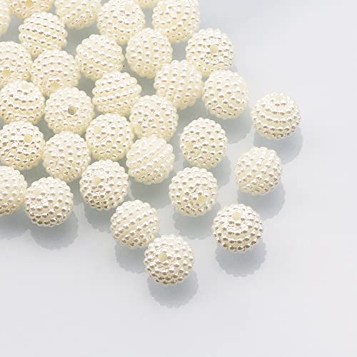 HBALDTEDC Faux Pearls Perlen, Acrylperlen, rund, 10 mm, Mehrfarbig, 50/100 Stück, for die Schmuckherstellung, DIY-Armband, Halskette(Cream White,50Pcs) von HBALDTEDC