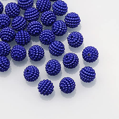HBALDTEDC Faux Pearls Perlen, Acrylperlen, rund, 10 mm, Mehrfarbig, 50/100 Stück, for die Schmuckherstellung, DIY-Armband, Halskette(Dark Blue,100Pcs) von HBALDTEDC