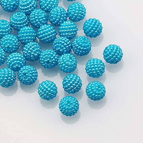 HBALDTEDC Faux Pearls Perlen, Acrylperlen, rund, 10 mm, Mehrfarbig, 50/100 Stück, for die Schmuckherstellung, DIY-Armband, Halskette(Lake Blue,100Pcs) von HBALDTEDC