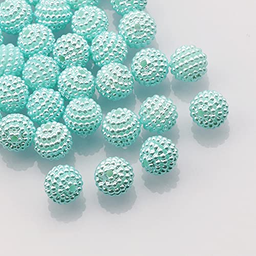 HBALDTEDC Faux Pearls Perlen, Acrylperlen, rund, 10 mm, Mehrfarbig, 50/100 Stück, for die Schmuckherstellung, DIY-Armband, Halskette(Light Blue,100Pcs) von HBALDTEDC
