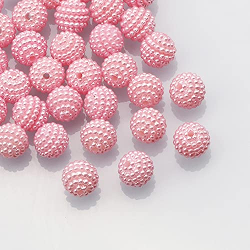 HBALDTEDC Faux Pearls Perlen, Acrylperlen, rund, 10 mm, Mehrfarbig, 50/100 Stück, for die Schmuckherstellung, DIY-Armband, Halskette(Pink,100Pcs) von HBALDTEDC
