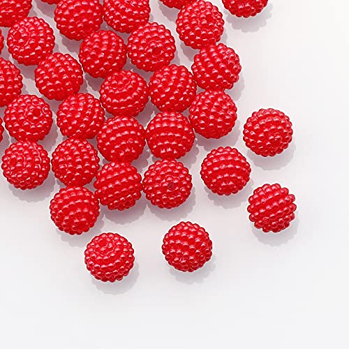 HBALDTEDC Faux Pearls Perlen, Acrylperlen, rund, 10 mm, Mehrfarbig, 50/100 Stück, for die Schmuckherstellung, DIY-Armband, Halskette(Red,100Pcs) von HBALDTEDC