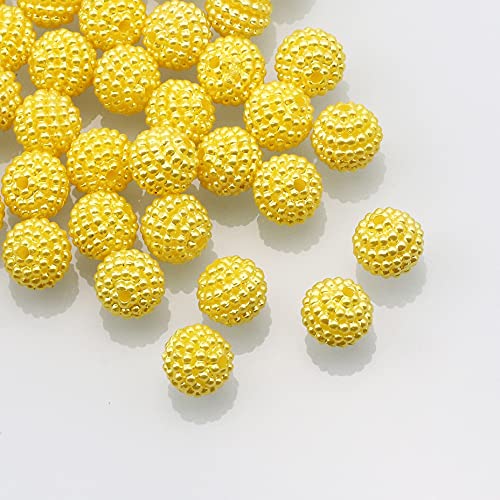 HBALDTEDC Faux Pearls Perlen, Acrylperlen, rund, 10 mm, Mehrfarbig, 50/100 Stück, for die Schmuckherstellung, DIY-Armband, Halskette(Yellow,100Pcs) von HBALDTEDC