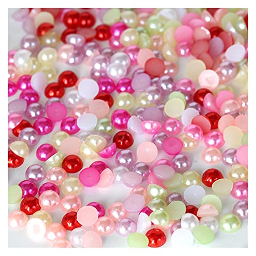 HBALDTEDC Faux Pearls Perlen, Halbrunde Acryl-Imitationsperlen mit Flacher Rückseite, Mehrfarbig, 5 mm, 500 Stück, for DIY-Schmuckhandwerk(22) von HBALDTEDC