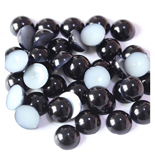 HBALDTEDC Faux Pearls Perlen, Halbrunde Acryl-Imitationsperlen mit Flacher Rückseite, Mehrfarbig, 5 mm, 500 Stück, for DIY-Schmuckhandwerk(Black) von HBALDTEDC