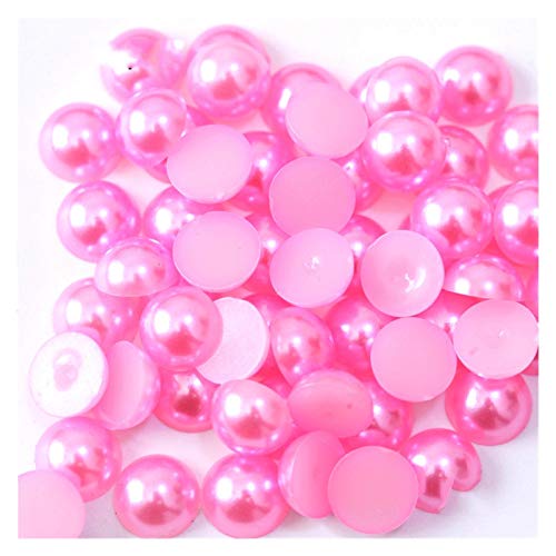 HBALDTEDC Faux Pearls Perlen, Halbrunde Acryl-Imitationsperlen mit Flacher Rückseite, Mehrfarbig, 5 mm, 500 Stück, for DIY-Schmuckhandwerk(Deep Pink) von HBALDTEDC