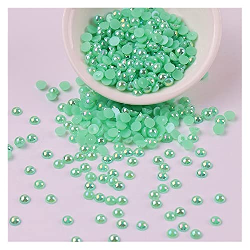 HBALDTEDC Faux Pearls Perlen, Halbrunde Flatback-Perlen, 3 mm, Mehrfarbig, for die Schmuckherstellung, DIY, 500 Stück(Ab Peacock Green) von HBALDTEDC