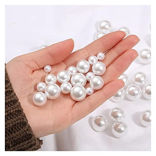 HBALDTEDC Faux Pearls Perlen, Kein Loch Kunststoff Acryl Imitation Perle Perlen 2-18mm Weiß for DIY Handwerk(50 10mm) von HBALDTEDC