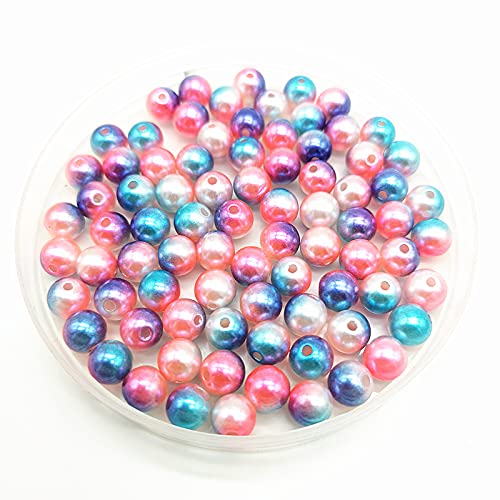 HBALDTEDC Faux Pearls Perlen, Mehrfarbige runde Acrylperlen, 8 mm, mit 2 mm Loch, 50 Stück, zur Schmuckherstellung, Halskettenbasteln(8) von HBALDTEDC