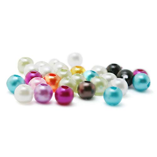 HBALDTEDC Faux Pearls Perlen, Runde Abstandsperlen aus Acryl zur Schmuckherstellung, 6 mm Durchmesser, 2 mm Loch, Mehrfarbig, 500 Stück(9) von HBALDTEDC
