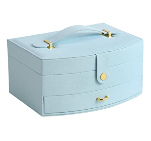 HBALDTEDC Jewellery Box Organiser Storage, Schmuckschatulle, Make-up-Koffer, Kosmetikaufbewahrung, Schmuck-Organizer, Mehrfarbig, 20 x 15 x 10 cm(Blue) von HBALDTEDC