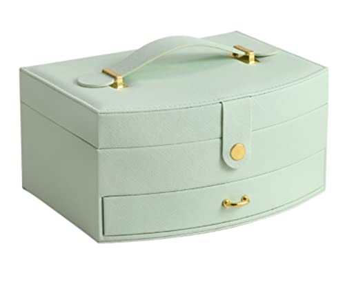 HBALDTEDC Jewellery Box Organiser Storage, Schmuckschatulle, Make-up-Koffer, Kosmetikaufbewahrung, Schmuck-Organizer, Mehrfarbig, 20 x 15 x 10 cm(Green) von HBALDTEDC