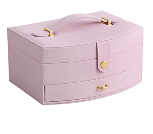 HBALDTEDC Jewellery Box Organiser Storage, Schmuckschatulle, Make-up-Koffer, Kosmetikaufbewahrung, Schmuck-Organizer, Mehrfarbig, 20 x 15 x 10 cm(Pink) von HBALDTEDC