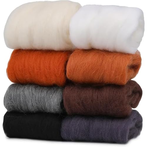 Wolle Filzen, Nadelfilzwolle, Roving, Filzfaser, DIY-Bastelmaterial, mehrfarbig, 8 Stück(6) von HBALDTEDC
