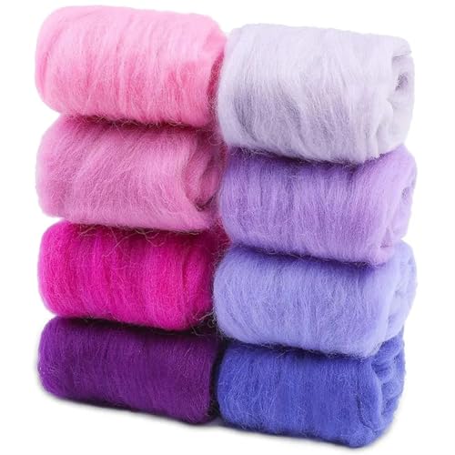 Wolle Filzen, Nadelfilzwolle, Roving, Filzfaser, DIY-Bastelmaterial, mehrfarbig, 8 Stück(7) von HBALDTEDC