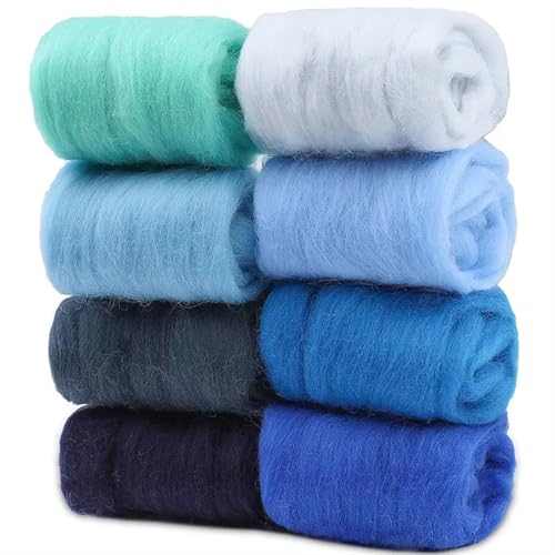 Wolle Filzen, Nadelfilzwolle, Roving, Filzfaser, DIY-Bastelmaterial, mehrfarbig, 8 Stück(8) von HBALDTEDC
