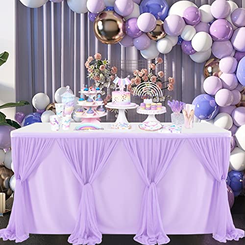HBBMAGIC DIY Tüll Tischrock Hell Violett, 275cm×76cm Party Dekoration Tüll Tischröcke für Hochzeit Geburtstag Taufe Babyparty Bankett von HBBMAGIC