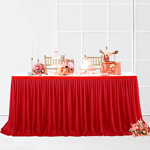 HBBMAGIC DIY Tüll Tischrock Rot, 275cm×76cm Party Dekoration Tüll Tischröcke für Hochzeit Geburtstag Taufe Babyparty Bankett von HBBMAGIC