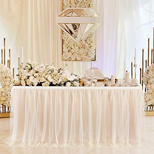 HBBMAGIC Tüll Tischrock Champagner,Tütü Tischröcke Champagner 183 * 76CM, Candy Tisch Tischdecke Tüll für Geburtstag Mädchen Dekoration, Baby Party,Candy Party,Candy Bar,Hochzeit, Ohne LED HBBMAGIC Tüll Tischrock Champagner,Tütü Tischröcke Champagner 183 * 76CM, Candy Tisch Tischdecke Tüll für Geburtstag Mädchen Dekoration, Baby Party,Candy Party,Candy Bar,Hochzeit, Ohne LED von HBBMAGIC