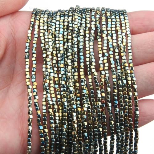 HBKUHIUT Natürliche Hämatit-Würfelperlen, Abstandsperlen zur Schmuckherstellung, Armbänder, Halsketten, DIY-Zubehör, 2/2,5 mm, G-2 mm, ca. 210 Stück HBKUHIUT Natürliche Hämatit-Würfelperlen, Abstandsperlen zur Schmuckherstellung, Armbänder, Halsketten, DIY-Zubehör, 2/2,5 mm, G-2 mm, ca. 210 Stück von HBKUHIUT