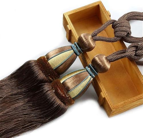 Raffhalter für Vorhänge, handgefertigte Raffhalter mit Seilquaste, 2-teiliger Raffhalter für Vorhänge mit Quaste, hängende Anhängerseile, Vorhangschnalle, Zubehör für Behandlungsdekoration – Rot (Far Raffhalter für Vorhänge, handgefertigte Raffhalter mit Seilquaste, 2-teiliger Raffhalter für Vorhänge mit Quaste, hängende Anhängerseile, Vorhangschnalle, Zubehör für Behandlungsdekoration – Rot (Far von HBKUHIUT