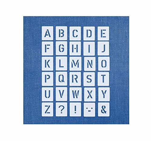 Buchstabenschablone Nr.35 | 1 Satz Buchstaben 4cm hoch | A-Z + 4 Sonderzeichen | 30 einzelne Schablonen | Stencil | Wandschablone von HBM-Schablonenshop