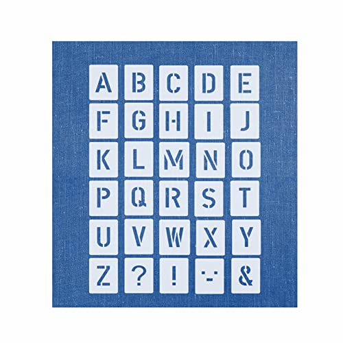Buchstabenschablone Nr.35 | 1 Satz Buchstaben 6cm hoch | A-Z + 4 Sonderzeichen | 30 einzelne Schablonen | Stencil | Wandschablone von HBM-Schablonenshop