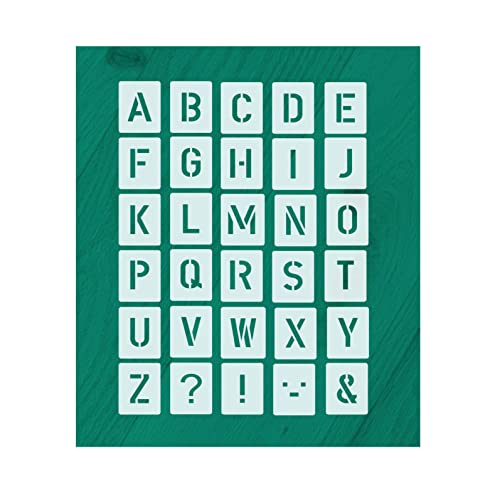 Buchstabenschablone Nr.35 | 1 Satz Buchstaben 7cm hoch | A-Z + 4 Sonderzeichen | 30 einzelne Schablonen | Stencil | Wandschablone von HBM-Schablonenshop