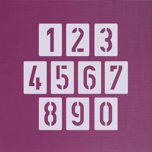 Zahlen-Schablonen-Set 003504, Zahlen 0-9 / 4cm hoch, 10 einzelne Schablonen von HBM-Schablonenshop