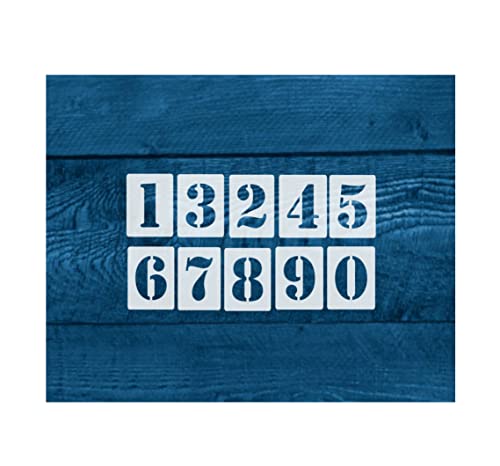 Zahlenschablone Nr.05 | Zahlenhöhe 2cm | 1 Satz Zahlen 0-9 | 10 einzelne Schablonen | Malerschablone | Wandschablone von HBM-Schablonenshop