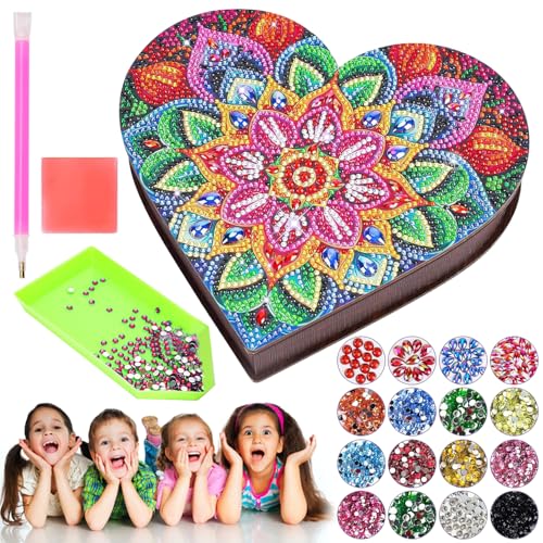 Diamond Painting Schmuckkästchen, Kreatives DIY Diamond Art Bastelset, Diamond Painting Schmuckschatulle, Mandala Veranstalter Storage Box, Schmuckkästchen Holz, für Halsketten, Ohrringe, Ringe Diamond Painting Schmuckkästchen, Kreatives DIY Diamond Art Bastelset, Diamond Painting Schmuckschatulle, Mandala Veranstalter Storage Box, Schmuckkästchen Holz, für Halsketten, Ohrringe, Ringe von HBSFBH