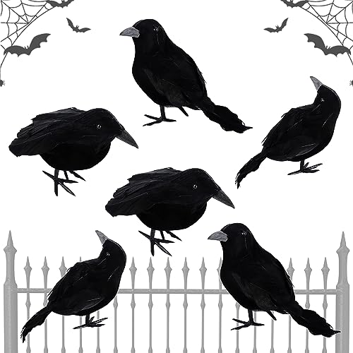 HBSFBH Halloween Krähen Requisite, Halloween Krähe Dekorationen, Halloween Krähen, Schwarze Krähe Dekoration, Realistische Raben Vögel Dekorationen, für Eine Halloween Deko Garten Horror-Party (M3) von HBSFBH