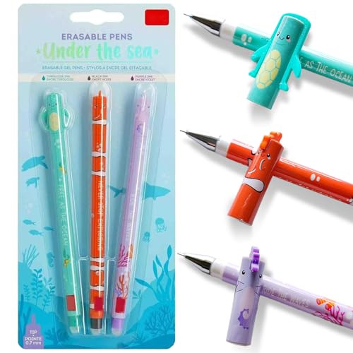 HBSFBH Set mit 3 radierbaren Gelstiften mit thermoempfindlicher Radiertinte, Löschbarer Gelschreiber, Radierbarer Kugelschreiber, Seepferdchen, Meeresschildkröte, Clownfisch, Cartoon Löschbarer Stift HBSFBH Set mit 3 radierbaren Gelstiften mit thermoempfindlicher Radiertinte, Löschbarer Gelschreiber, Radierbarer Kugelschreiber, Seepferdchen, Meeresschildkröte, Clownfisch, Cartoon Löschbarer Stift von HBSFBH