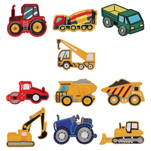 10 Stück Baufahrzeug Patch Kit, Bügelflicken Baufahrzeug für Kinder, Gestickte Applikation zum Aufnähen, Patches zum Aufbügeln für Jacken Jeans T-Shirt Hosen 10 Stück Baufahrzeug Patch Kit, Bügelflicken Baufahrzeug für Kinder, Gestickte Applikation zum Aufnähen, Patches zum Aufbügeln für Jacken Jeans T-Shirt Hosen von HBYMYDA
