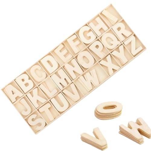 130 Stück Holzbuchstaben, Handwerk Holz Buchstaben, Großbuchstaben A-Z, Kinder Holz Alphabet Buchstaben für Kunsthandwerk DIY von HBYMYDA