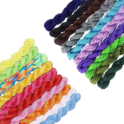 20 Farben Nylonschnur 1mm Makramee Draht Chinesische Knotenschnur für Geflochtene Halskette Armband Schmuckherstellung 25 Meter Jedes von HBYMYDA