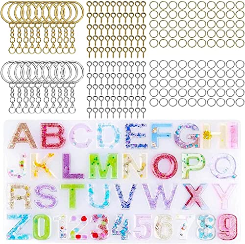 HBYMYDA 221 Stück Epoxidharz Formen Rückwärts Alphabet Harz Gießform Kit Alphabet Anzahl Schmuck Epoxidharz Silikonform für Schmuckherstellung Anhänger Halskette Ohrringe von HBYMYDA