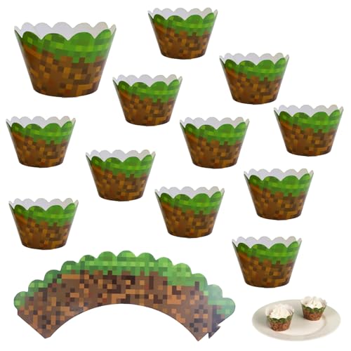 24 Stück Cupcake Toppers Miner Game Cake Topper Muffin Deko für Pixel Video Game Party Decorations Geburtstagsfeier von HBYMYDA