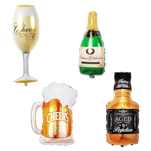 4 Stück Champagner Luftballons, Folienballon Weinflasche Wiederverwendbarer, Wein Flaschen Heliumballon für Geburtstag Urlaub Hochzeit Party Dekoration 4 Stück Champagner Luftballons, Folienballon Weinflasche Wiederverwendbarer, Wein Flaschen Heliumballon für Geburtstag Urlaub Hochzeit Party Dekoration von HBYMYDA
